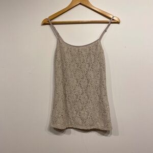 Style & Co Lace Front Beige Tank Top